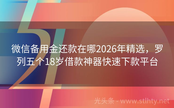 微信备用金还款在哪2026年精选,罗列五个18岁借款神器快速下款平台