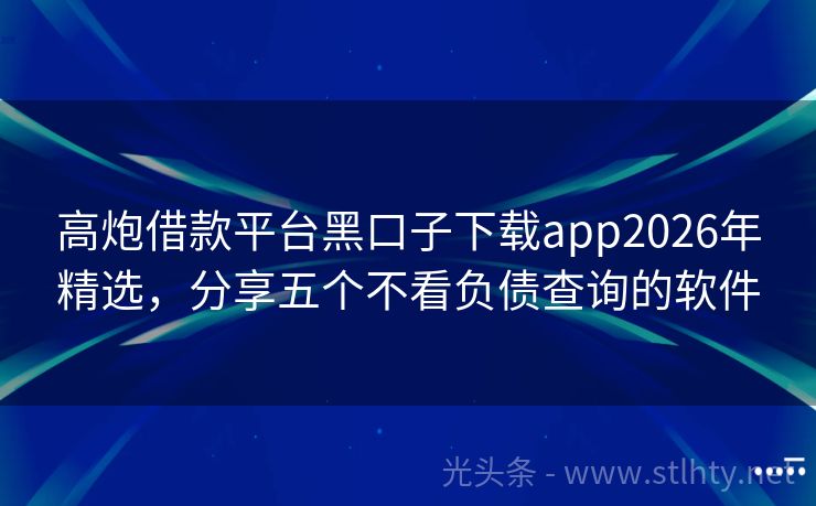 高炮借款平台黑口子下载app2026年精选,分享五个不看负债查询的软件