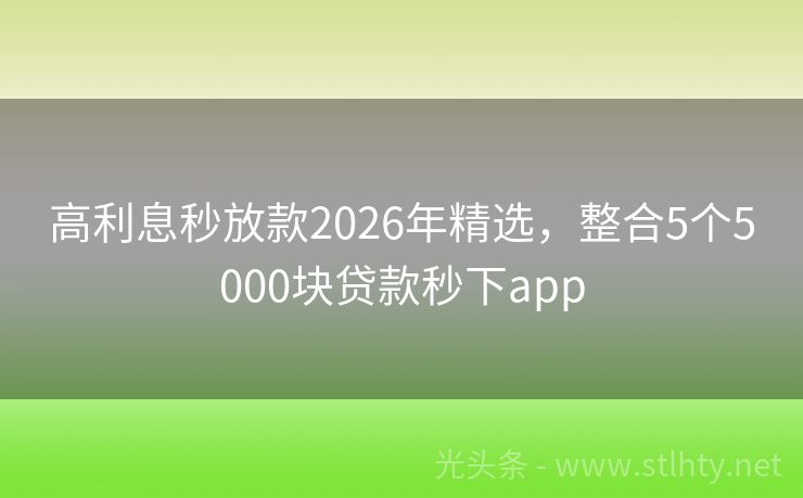 高利息秒放款2026年精选,整合5个5000块贷款秒下app
