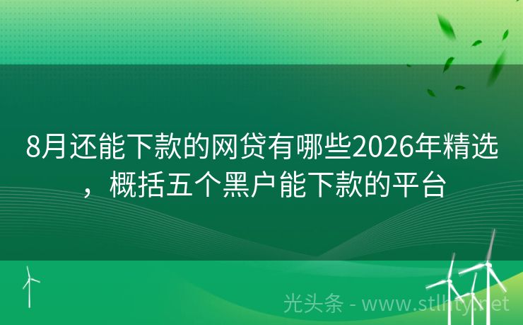 8月还能下款的网贷有哪些2026年精选,概括五个黑户能下款的平台