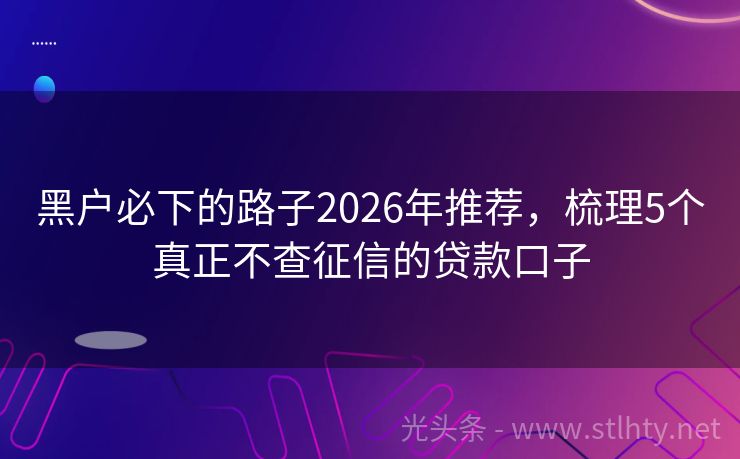 黑户必下的路子2026年推荐,梳理5个真正不查征信的贷款口子