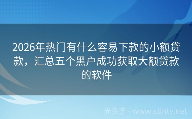 2026年热门有什么容易下款的小额贷款,汇总五个黑户成功获取大额贷款的软件