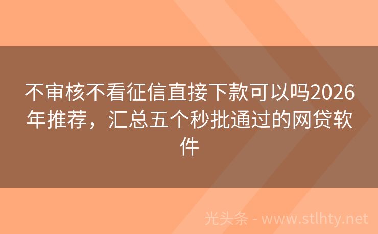 不审核不看征信直接下款可以吗2026年推荐,汇总五个秒批通过的网贷软件