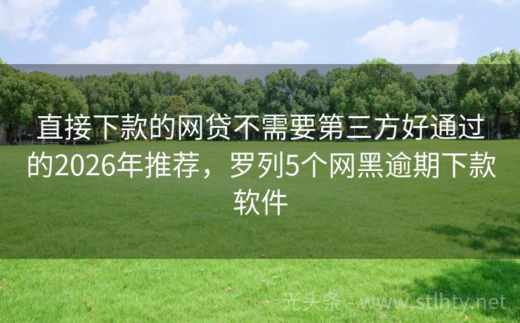 直接下款的网贷不需要第三方好通过的2026年推荐,罗列5个网黑逾期下款软件