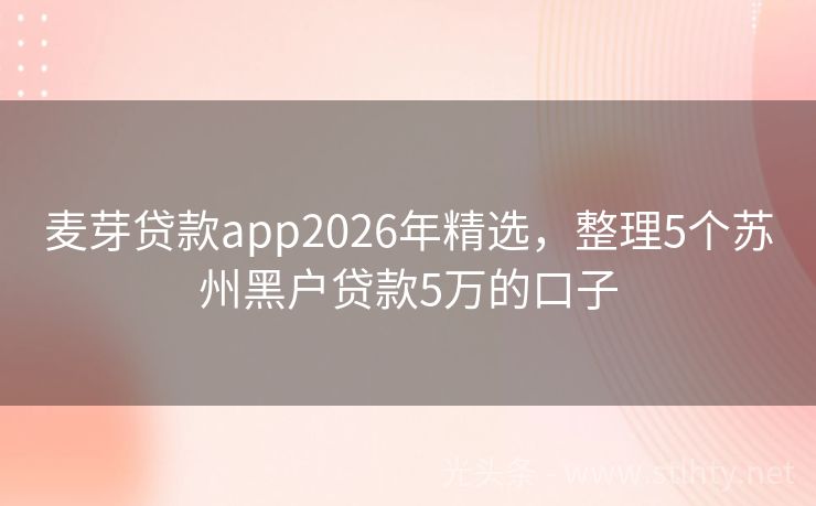麦芽贷款app2026年精选,整理5个苏州黑户贷款5万的口子