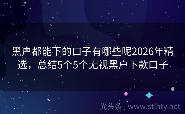 黑户都能下的口子有哪些呢2026年精选,总结5个5个无视黑户下款口子