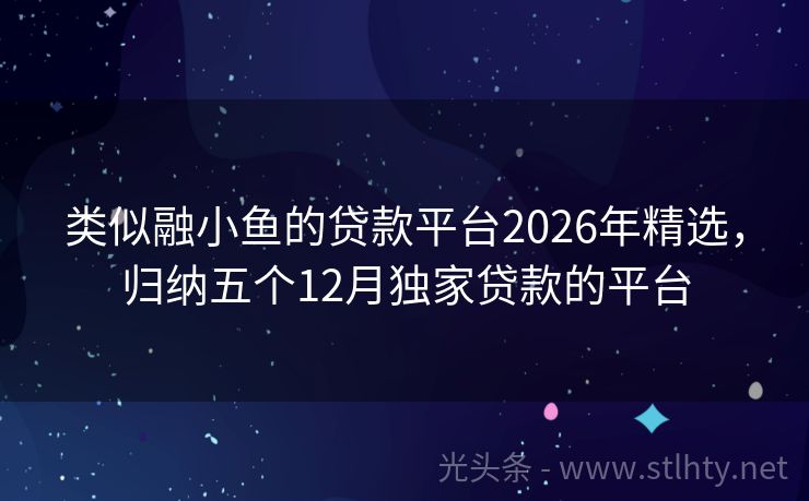 类似融小鱼的贷款平台2026年精选，归纳五个12月独家贷款的平台