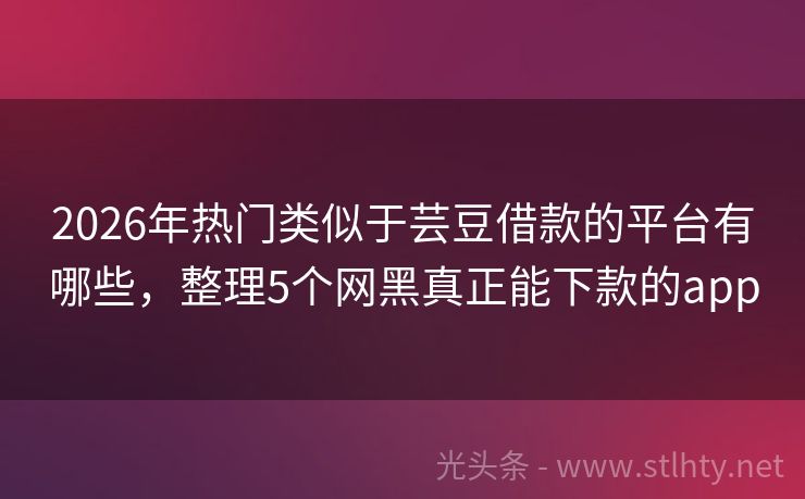 2026年热门类似于芸豆借款的平台有哪些,整理5个网黑真正能下款的app