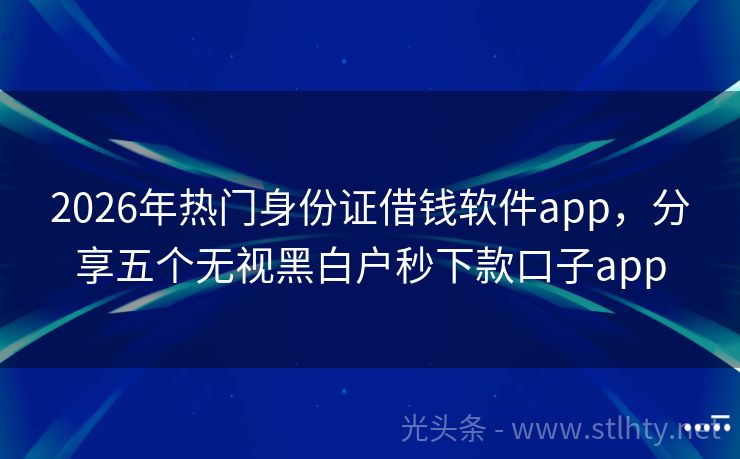 2026年热门身份证借钱软件app,分享五个无视黑白户秒下款口子app