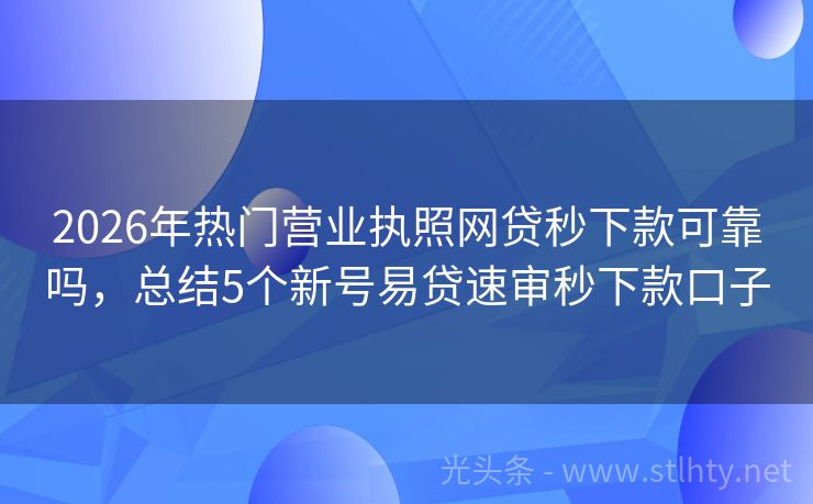2026年热门营业执照网贷秒下款可靠吗,总结5个新号易贷速审秒下款口子