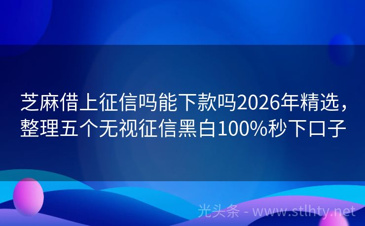 芝麻借上征信吗能下款吗2026年精选，整理五个无视征信黑白100%秒下口子