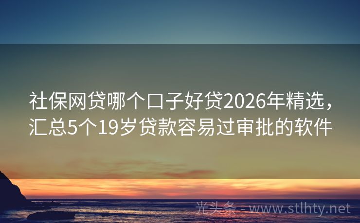 社保网贷哪个口子好贷2026年精选,汇总5个19岁贷款容易过审批的软件