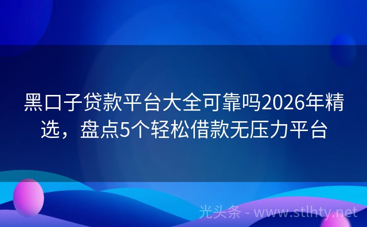 黑口子贷款平台大全可靠吗2026年精选,盘点5个轻松借款无压力平台
