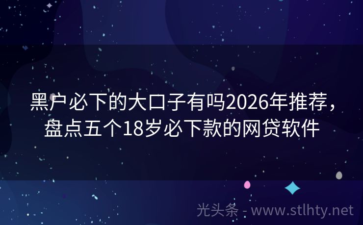 黑户必下的大口子有吗2026年推荐,盘点五个18岁必下款的网贷软件