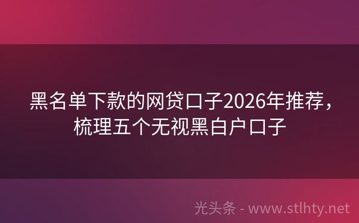 黑名单下款的网贷口子2026年推荐,梳理五个无视黑白户口子