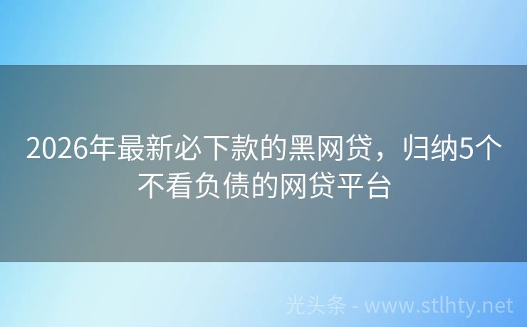 2026年最新必下款的黑网贷,归纳5个不看负债的网贷平台