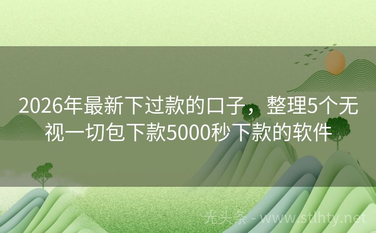 2026年最新下过款的口子,整理5个无视一切包下款5000秒下款的软件