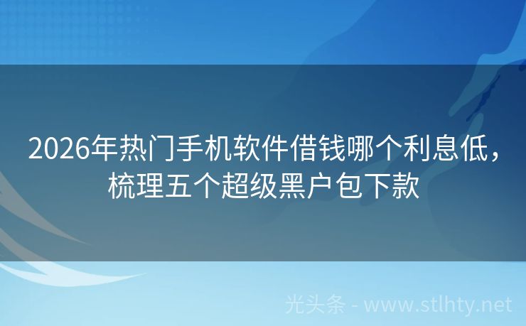 2026年热门手机软件借钱哪个利息低,梳理五个超级黑户包下款