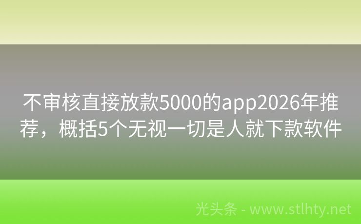 不审核直接放款5000的app2026年推荐,概括5个无视一切是人就下款软件