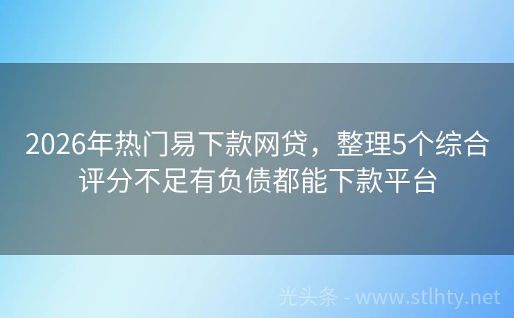 2026年热门易下款网贷,整理5个综合评分不足有负债都能下款平台