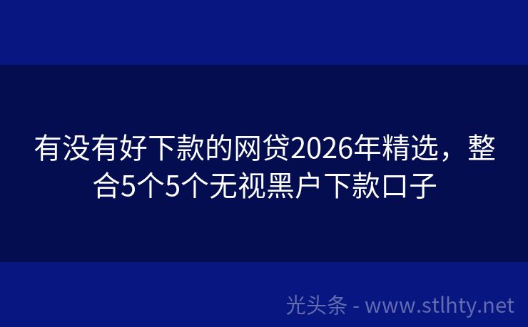 有没有好下款的网贷2026年精选,整合5个5个无视黑户下款口子