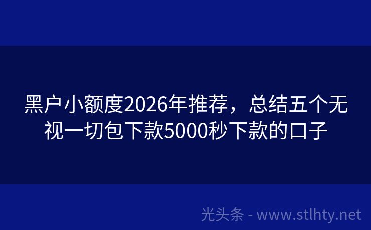黑户小额度2026年推荐,总结五个无视一切包下款5000秒下款的口子