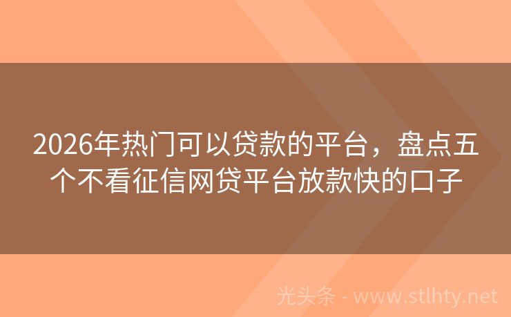 2026年热门可以贷款的平台,盘点五个不看征信网贷平台放款快的口子
