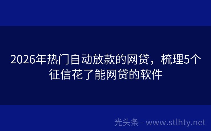2026年热门自动放款的网贷,梳理5个征信花了能网贷的软件