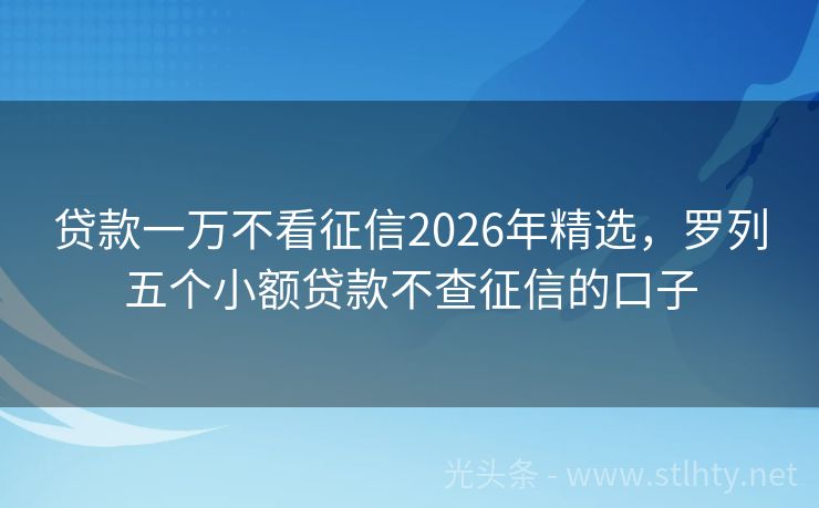 贷款一万不看征信2026年精选,罗列五个小额贷款不查征信的口子