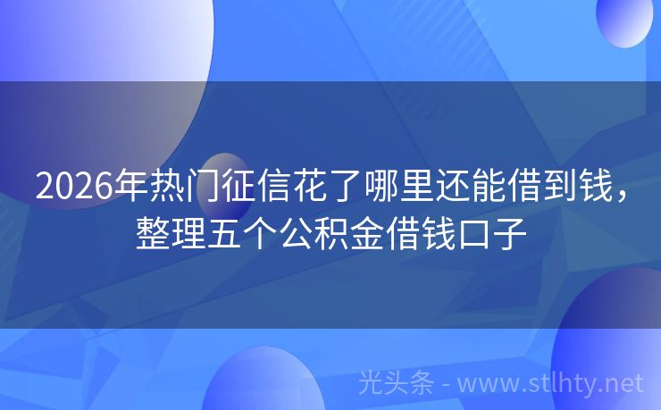2026年热门征信花了哪里还能借到钱,整理五个公积金借钱口子
