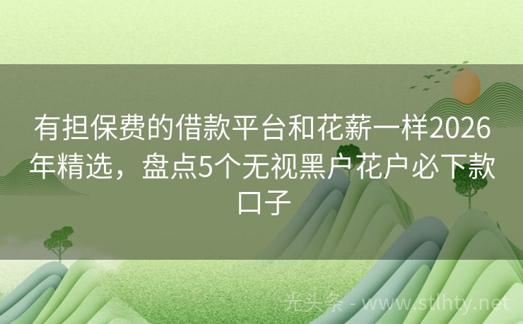 有担保费的借款平台和花薪一样2026年精选,盘点5个无视黑户花户必下款口子