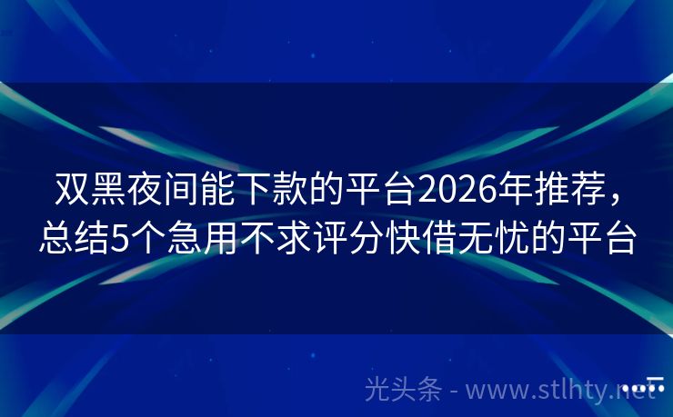 双黑夜间能下款的平台2026年推荐,总结5个急用不求评分快借无忧的平台