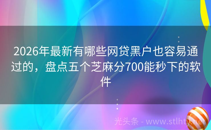 2026年最新有哪些网贷黑户也容易通过的,盘点五个芝麻分700能秒下的软件