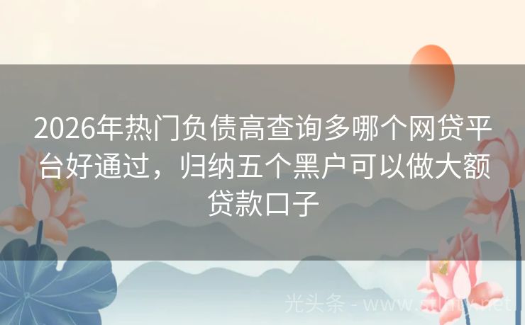 2026年热门负债高查询多哪个网贷平台好通过,归纳五个黑户可以做大额贷款口子