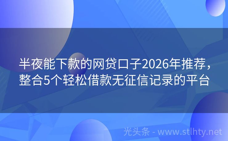 半夜能下款的网贷口子2026年推荐,整合5个轻松借款无征信记录的平台