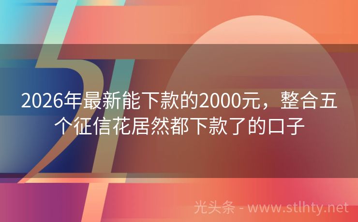 2026年最新能下款的2000元,整合五个征信花居然都下款了的口子