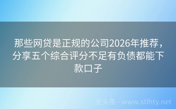 那些网贷是正规的公司2026年推荐,分享五个综合评分不足有负债都能下款口子