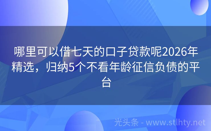 哪里可以借七天的口子贷款呢2026年精选,归纳5个不看年龄征信负债的平台
