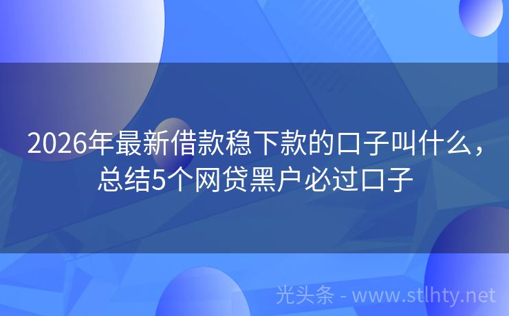 2026年最新借款稳下款的口子叫什么,总结5个网贷黑户必过口子
