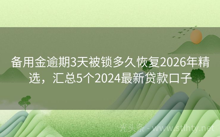 备用金逾期3天被锁多久恢复2026年精选,汇总5个2024最新贷款口子