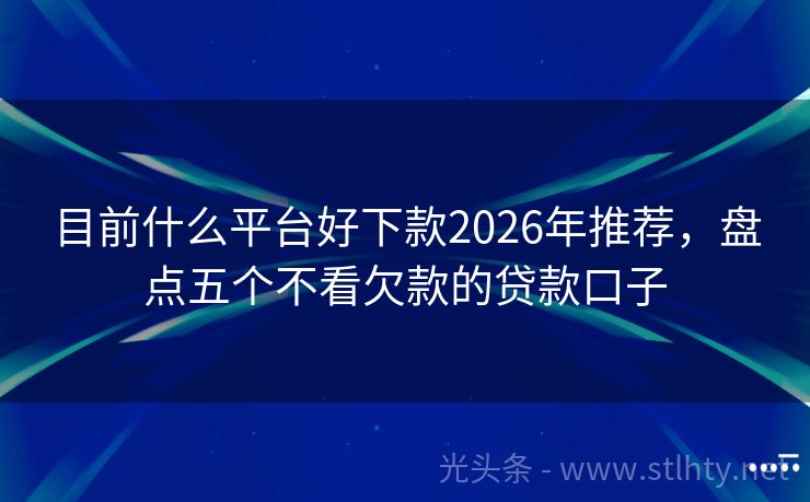 目前什么平台好下款2026年推荐,盘点五个不看欠款的贷款口子