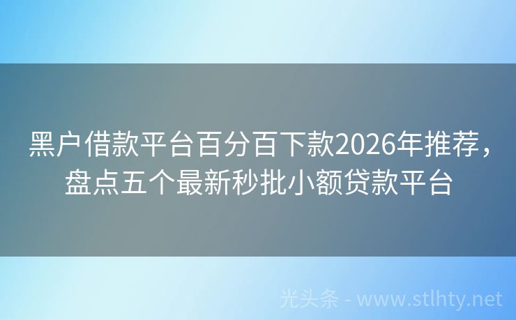 黑户借款平台百分百下款2026年推荐,盘点五个最新秒批小额贷款平台