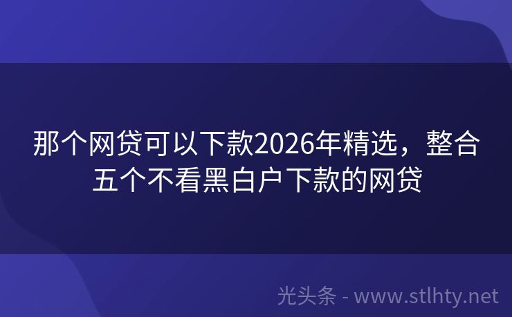 那个网贷可以下款2026年精选,整合五个不看黑白户下款的网贷