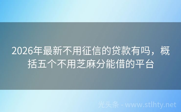 2026年最新不用征信的贷款有吗,概括五个不用芝麻分能借的平台