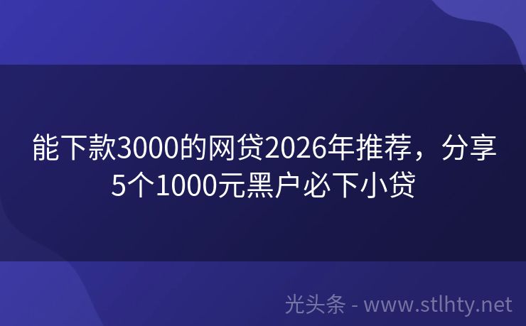 能下款3000的网贷2026年推荐,分享5个1000元黑户必下小贷