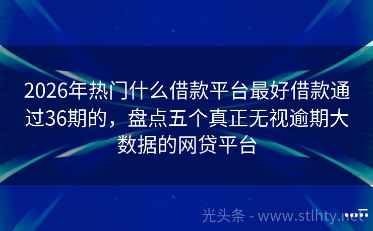 2026年热门什么借款平台最好借款通过36期的,盘点五个真正无视逾期大数据的网贷平台