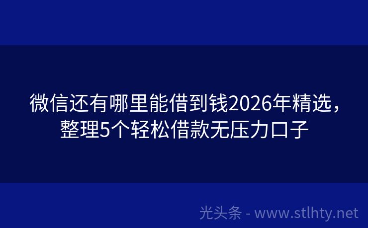 微信还有哪里能借到钱2026年精选,整理5个轻松借款无压力口子