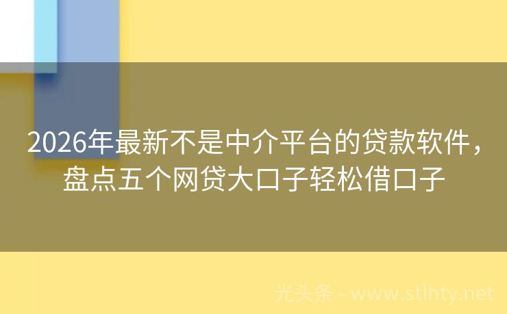 2026年最新不是中介平台的贷款软件,盘点五个网贷大口子轻松借口子