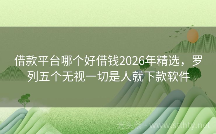 借款平台哪个好借钱2026年精选,罗列五个无视一切是人就下款软件