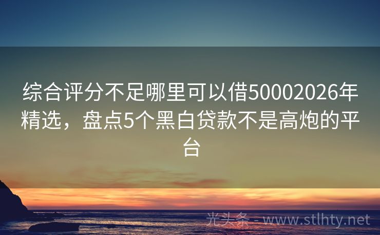 综合评分不足哪里可以借50002026年精选,盘点5个黑白贷款不是高炮的平台